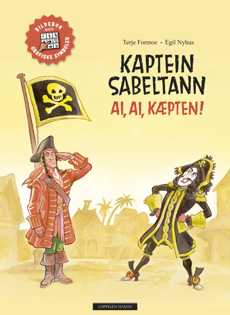 Omslag Kaptein Sabeltann – Ai, ai, kæpten! (med grafiske symboler, ASK) av Terje Formoe (Innbundet)