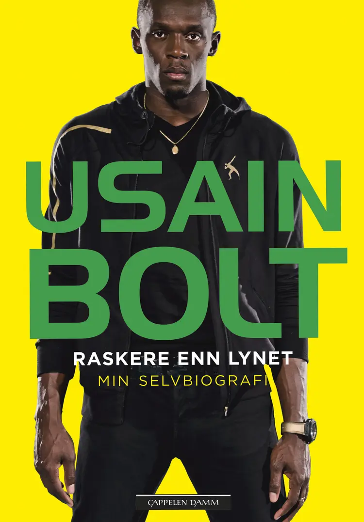 Omslag Raskere enn lynet -- min selvbiografi av Usain Bolt (Innbundet)