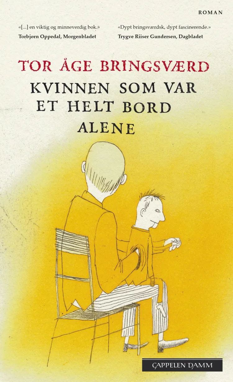 Omslag Kvinnen som var et helt bord alene av Tor Åge Bringsværd (Heftet)