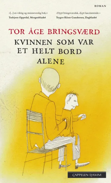 Omslag Kvinnen som var et helt bord alene av Tor Åge Bringsværd (Heftet)