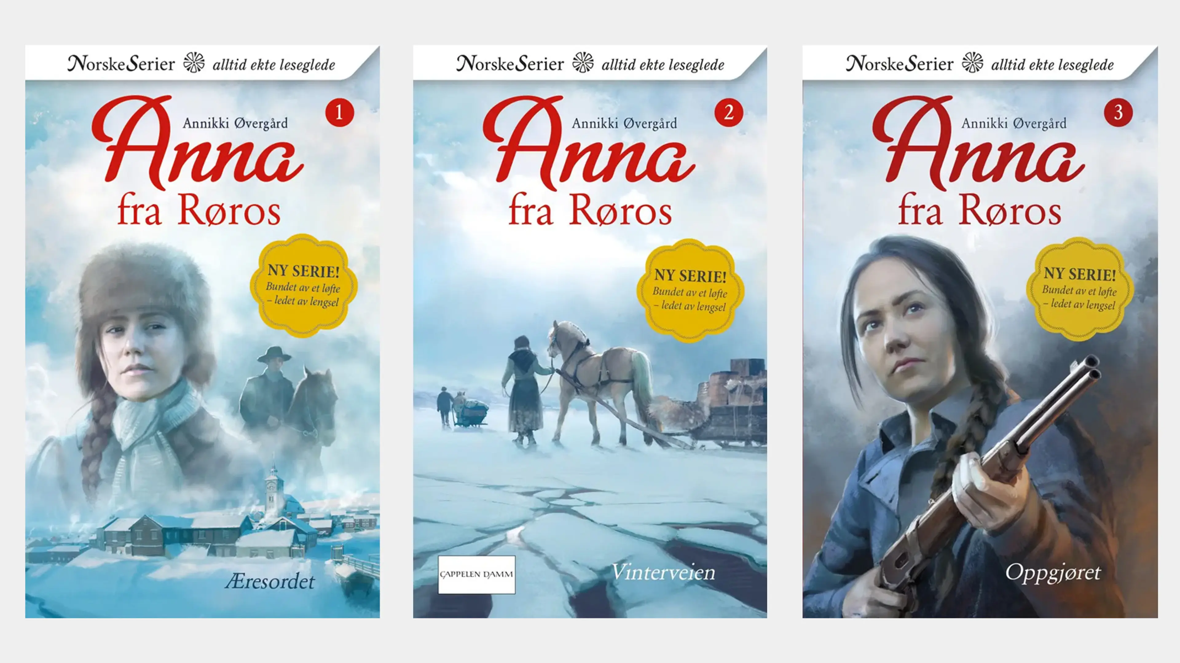 De tre første bøkene i serien Anna fra Røros