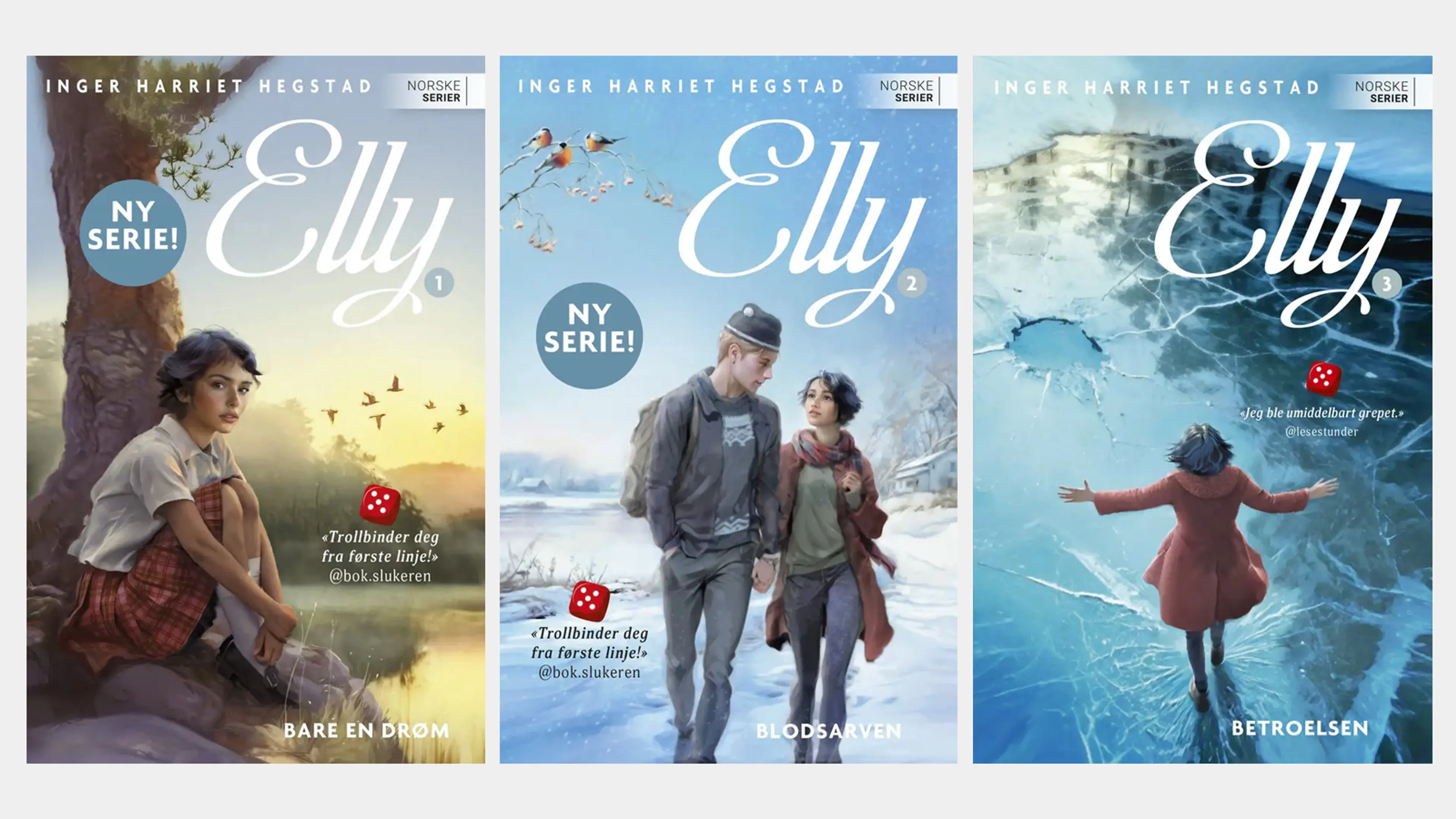 De tre første bøkene i serien Elly