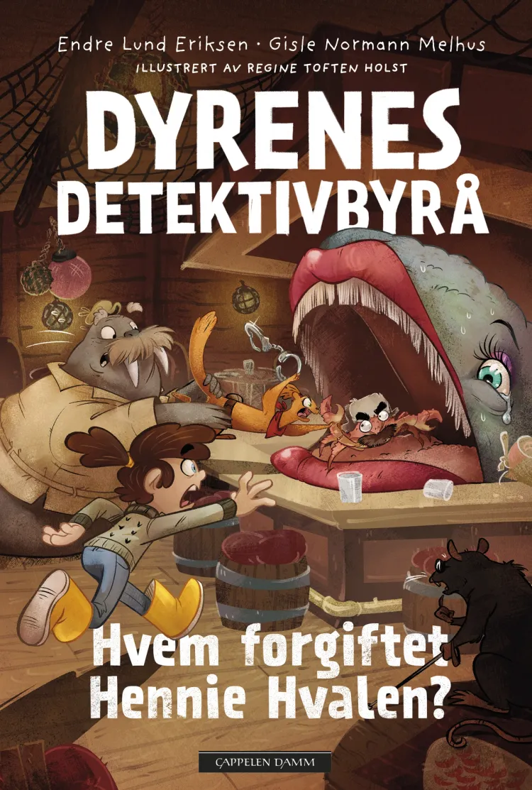 Omslag Dyrenes Detektivbyrå: Hvem forgiftet Hennie Hvalen? av Endre Lund Eriksen og Gisle Normann Melhus (Ebok)