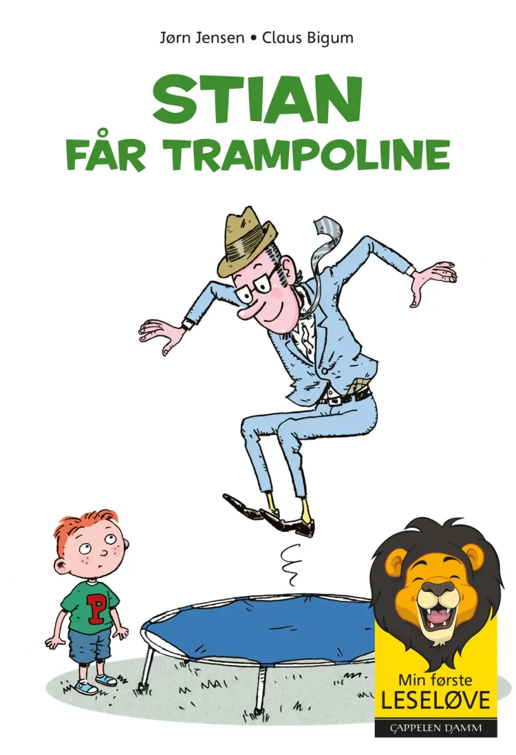 Omslag Min første leseløve - Stian får trampoline av Jørn Jensen (Innbundet)