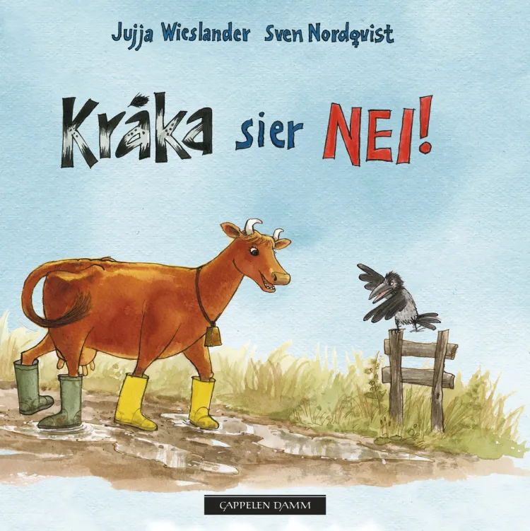 Omslag Mamma Mø - Kråka sier NEI! av Jujja Wieslander og Sven Nordqvist (Innbundet)