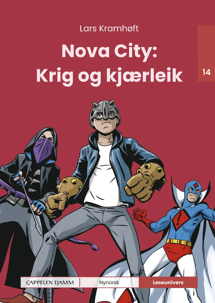 Omslag Leseunivers 14: Nova City: Krig og kjærleik av Lars Kramhøft (Innbundet)
