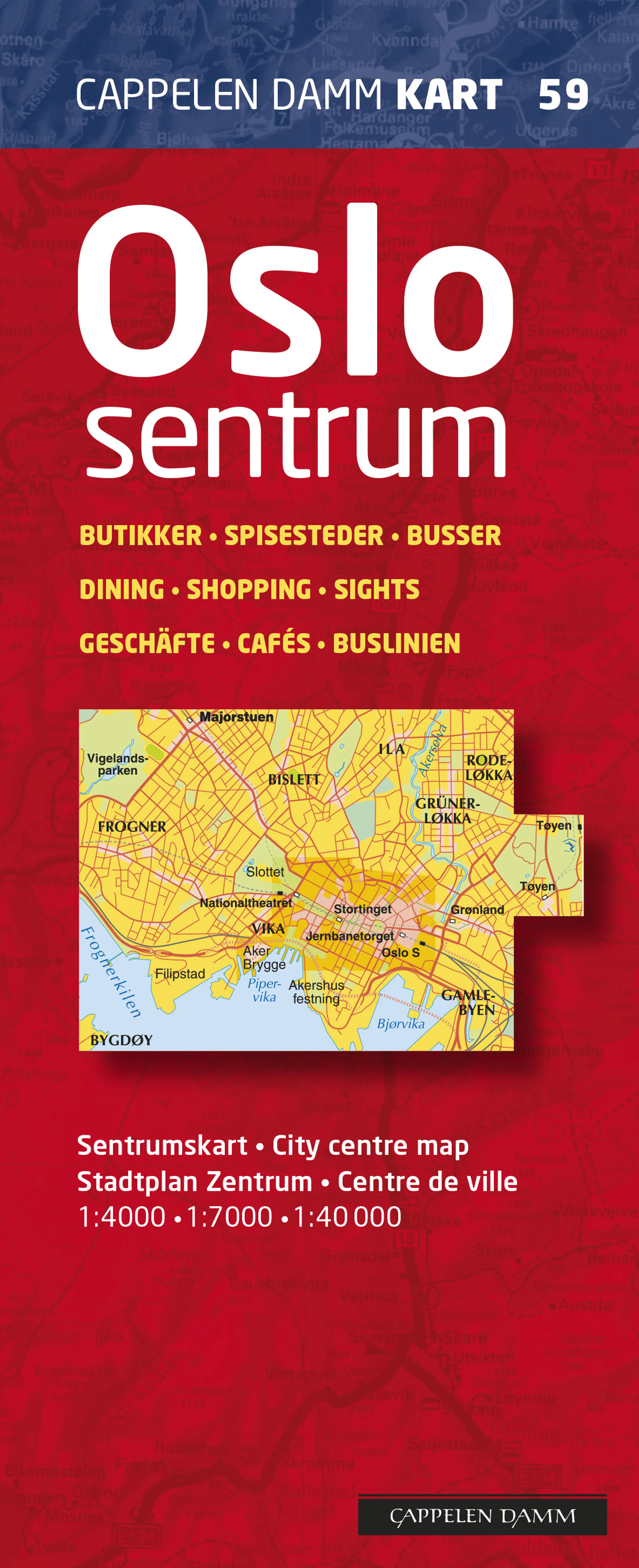 Omslag Oslo sentrum bykart/city map 2016-2018 av Cappelen Damm Kart (Kart)