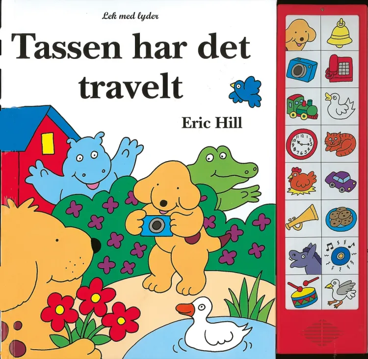 Omslag Tassen har det travelt av Eric Hill (Innbundet)