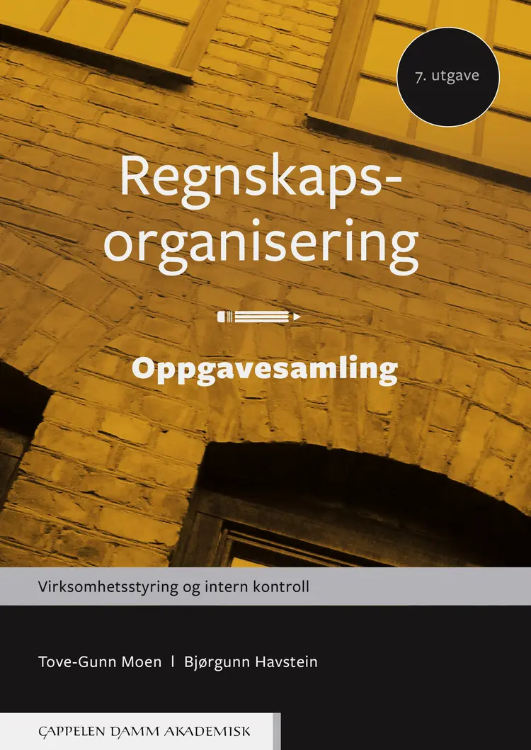 Omslag Regnskapsorganisering - Oppgavesamling av Bjørgunn Havstein og Tove-Gunn Moen (Heftet)