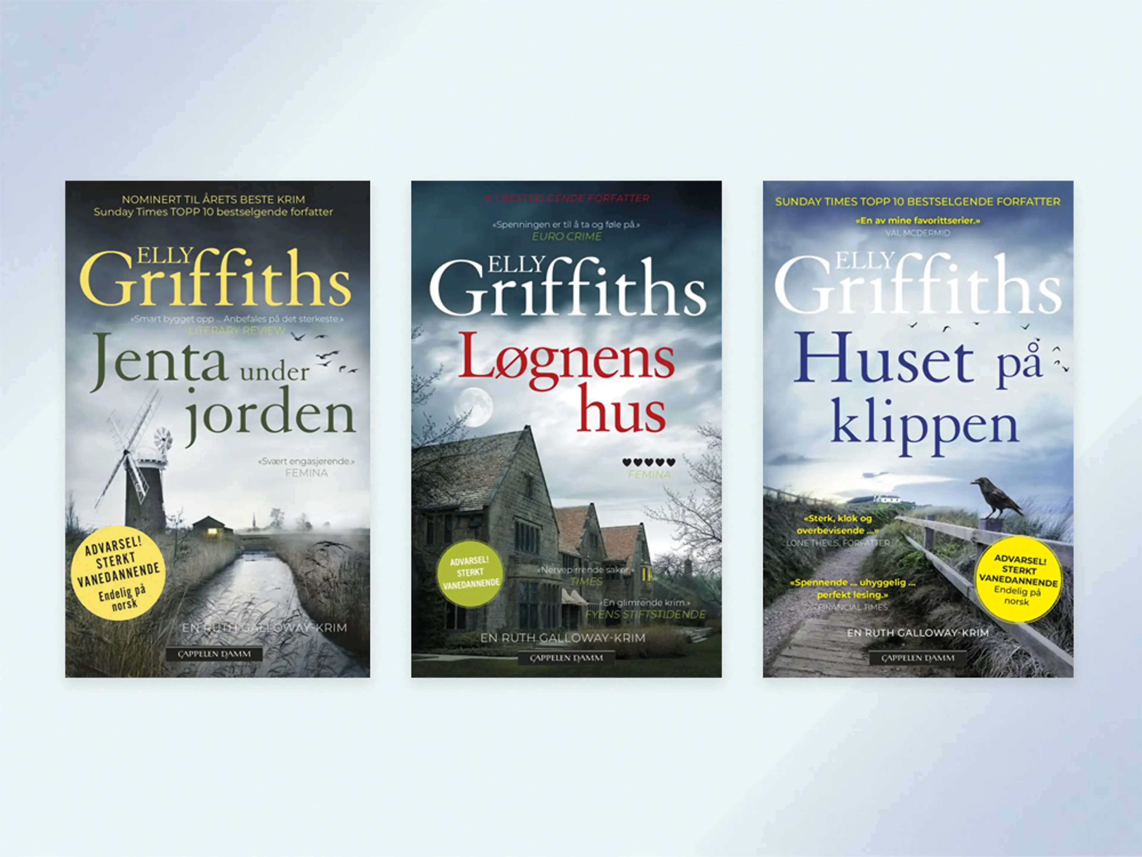 Tre bøker i serien Ruth Galloway