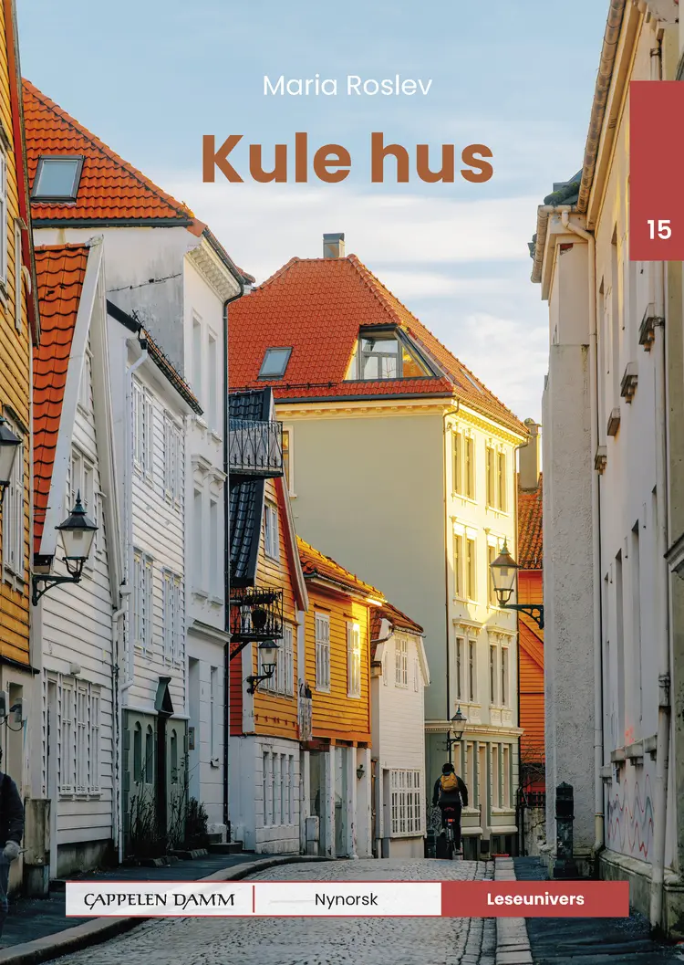 Omslag Leseunivers 15: Kule hus av Maria Roslev (Innbundet)