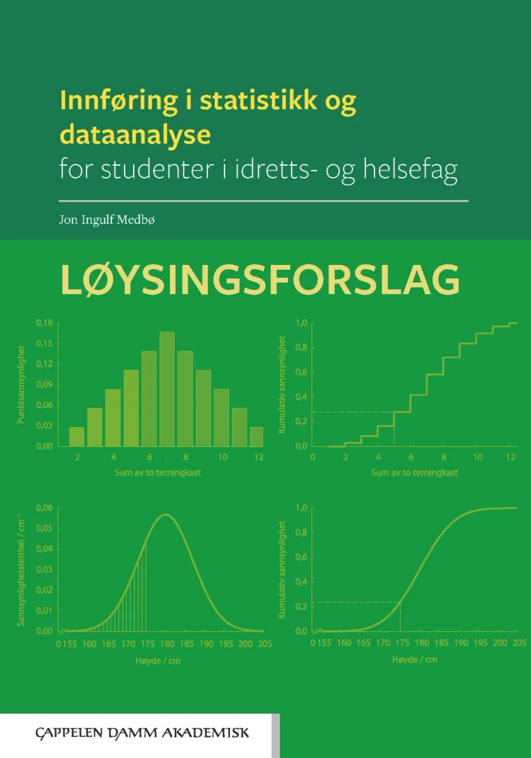 Omslag Innføring i statistikk og dataanalyse for studenter i idretts- og helsefag: Løysingsforslag av Jon Ingulf Medbø (Heftet)