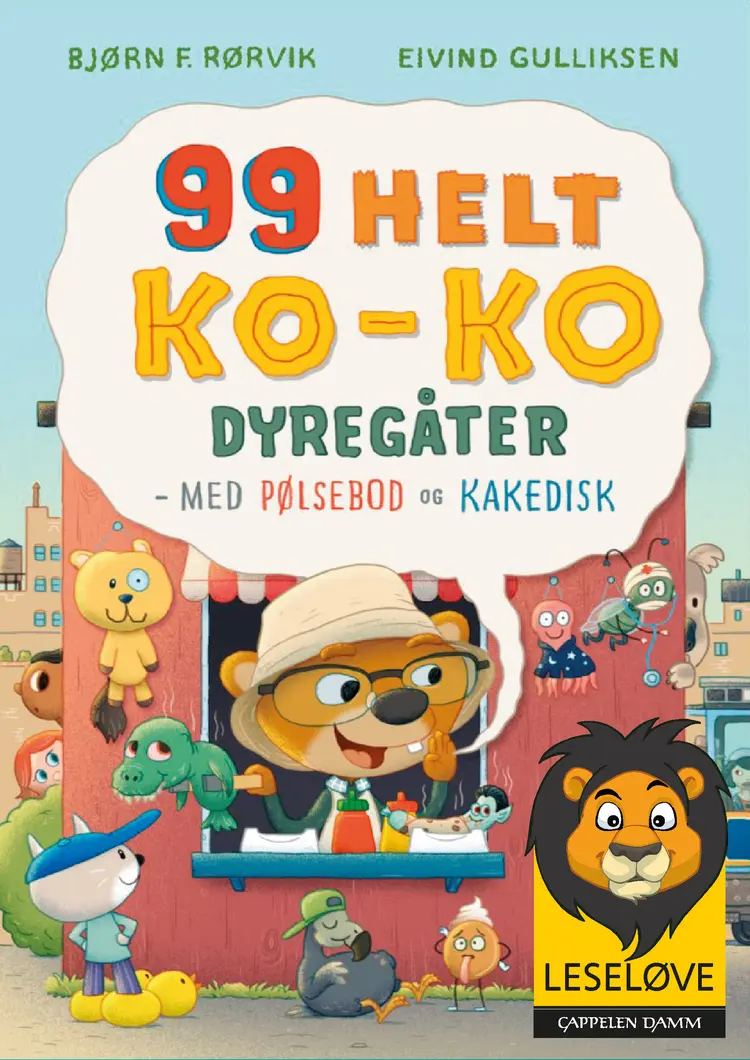 Omslag Leseløve - 99 helt ko-ko dyregåter av Bjørn F. Rørvik og Eivind Gulliksen (Innbundet)