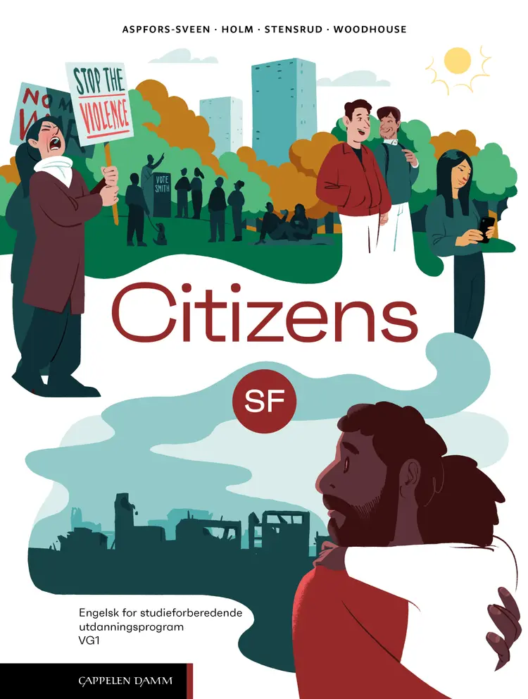 Omslag Citizens SF vg1 (2025) av Therese Holm, Monica Opøien Stensrud, David Woodhouse og Ingeborg Aspfors-Sveen (Innbundet)