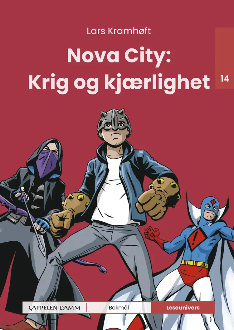 Omslag Leseunivers 14: Nova City: Krig og kjærlighet av Lars Kramhøft (Innbundet)
