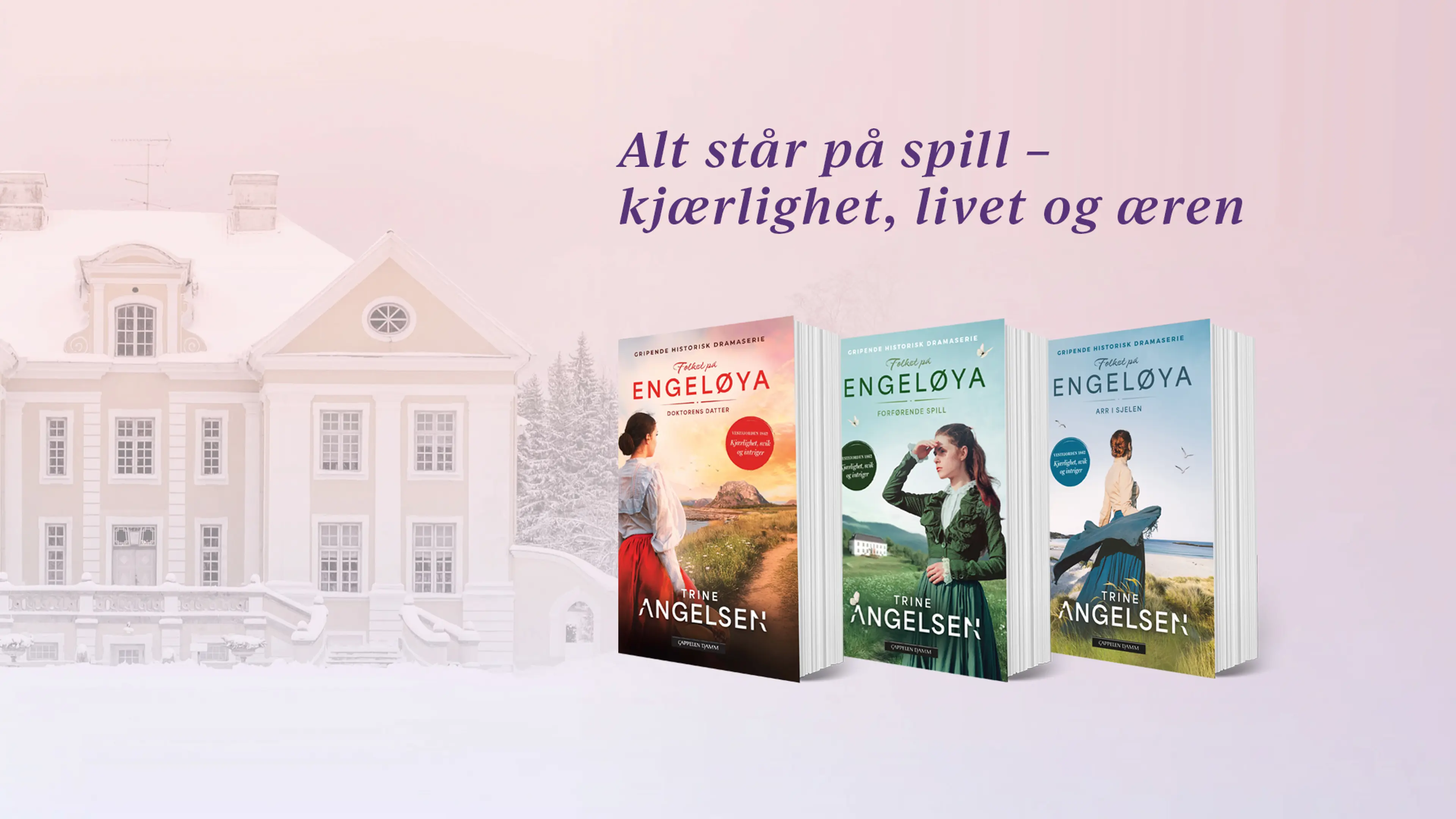 De tre første bøkene i serien Folket på Engeløya