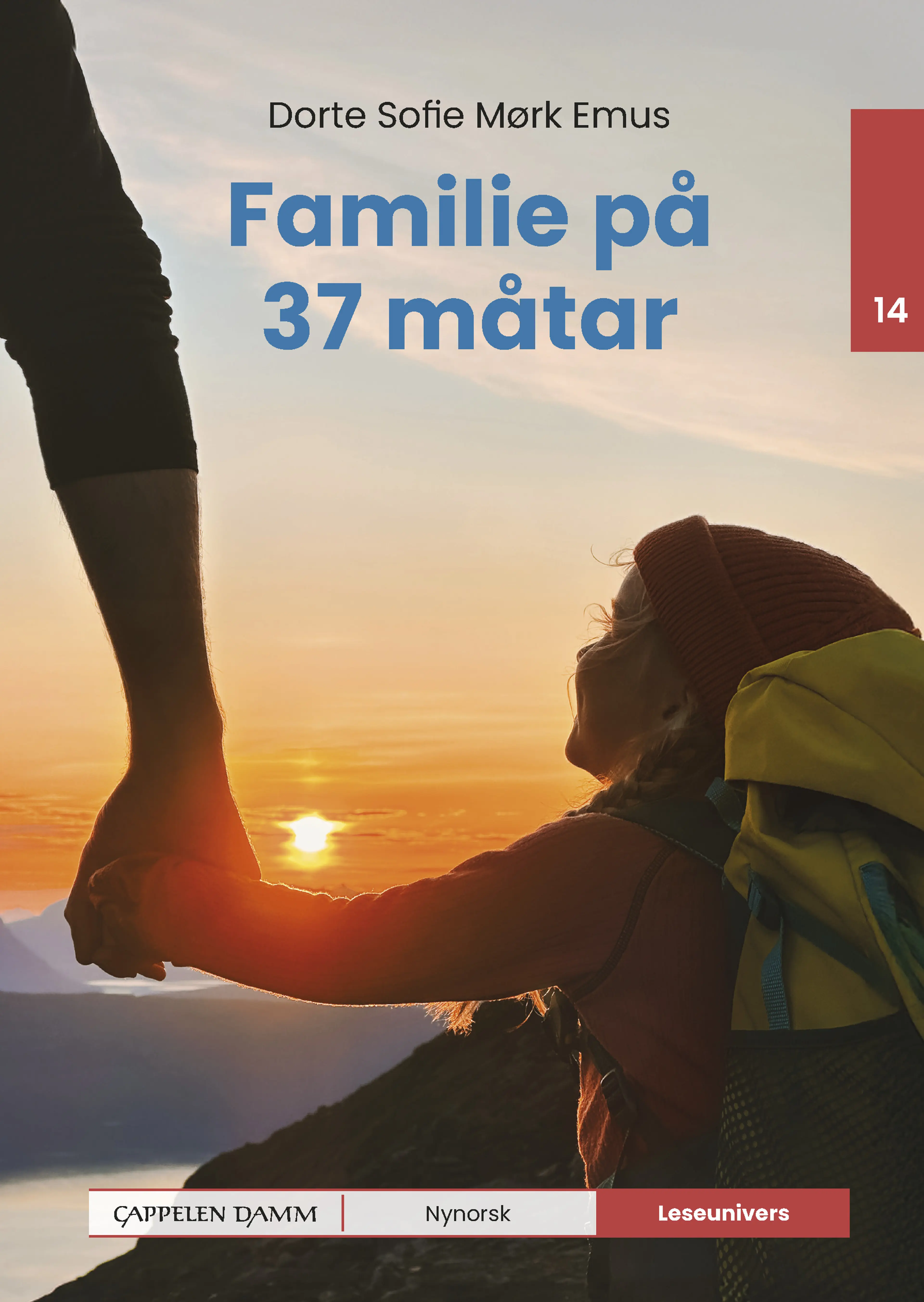 Omslag Leseunivers 14: Familie på 37 måtar av Dorte Sofie Mørk Emus (Innbundet)
