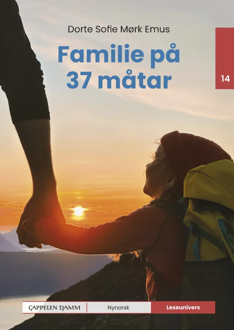 Omslag Leseunivers 14: Familie på 37 måtar av Dorte Sofie Mørk Emus (Innbundet)