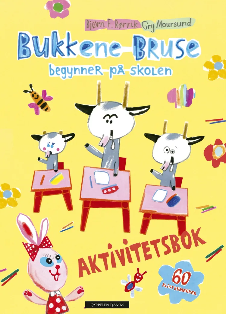 Omslag Bukkene Bruse begynner på skolen - Aktivitetsbok av Bjørn F. Rørvik og Gry Moursund (Heftet)