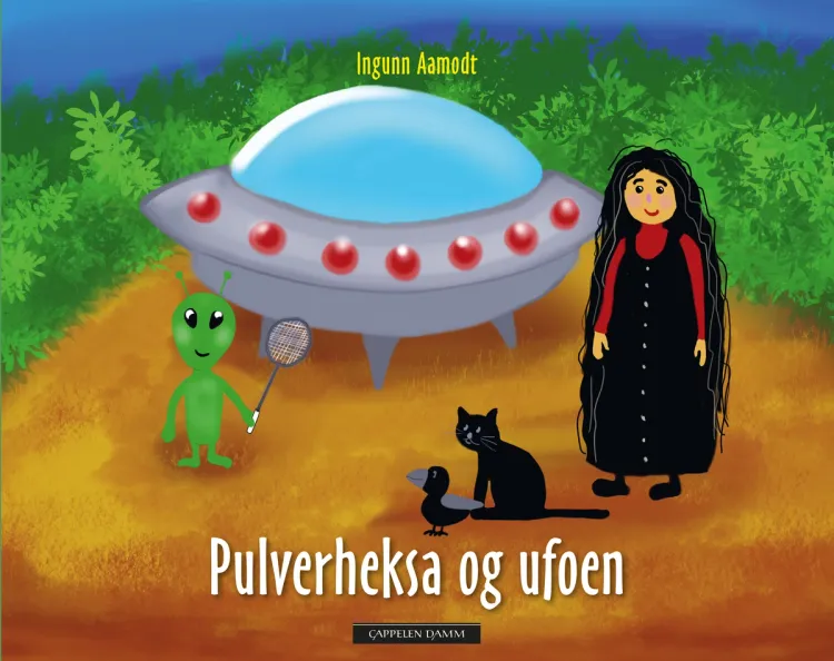 Omslag Pulverheksa og ufoen av Ingunn Aamodt (Innbundet)