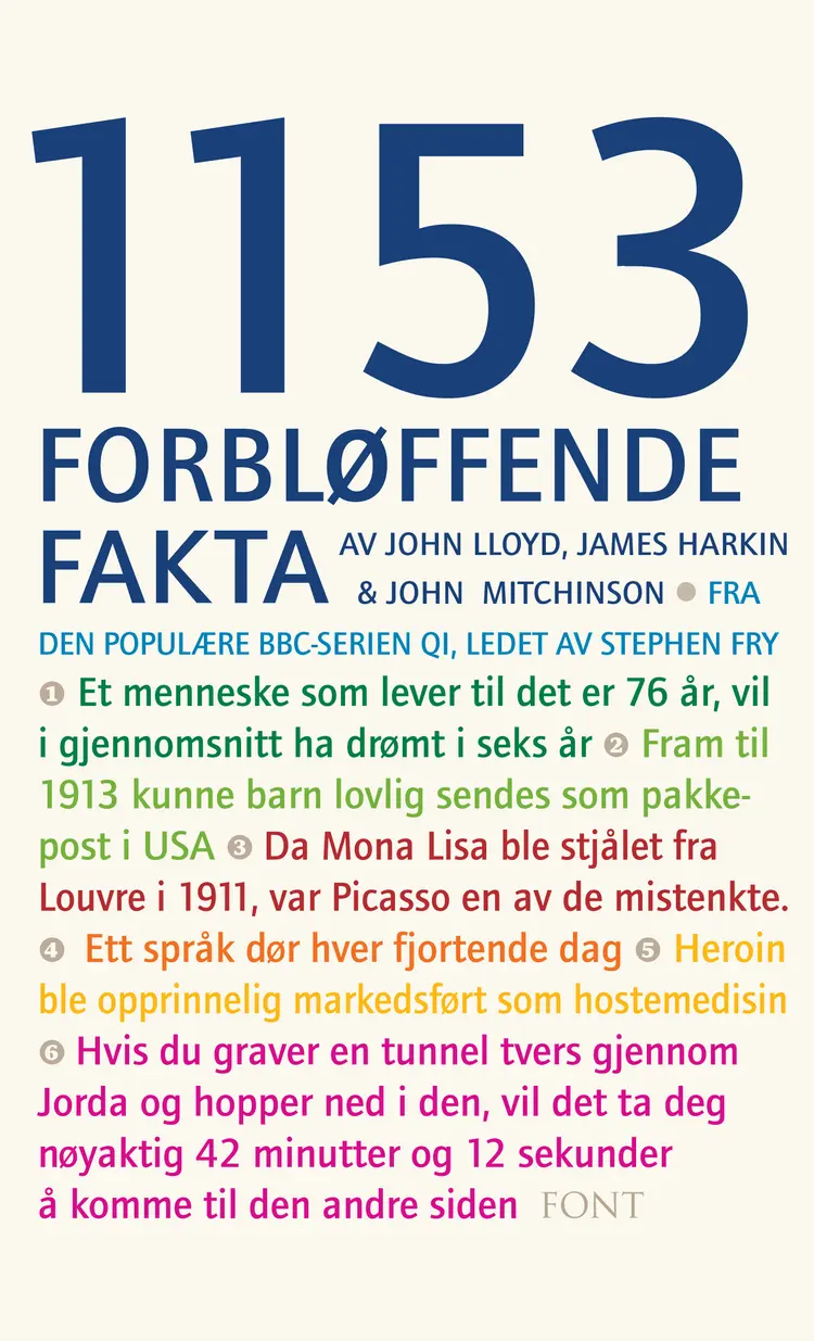 Omslag 1153 forbløffende fakta av John Lloyd, John Mitchinson og James Harkin (Innbundet)