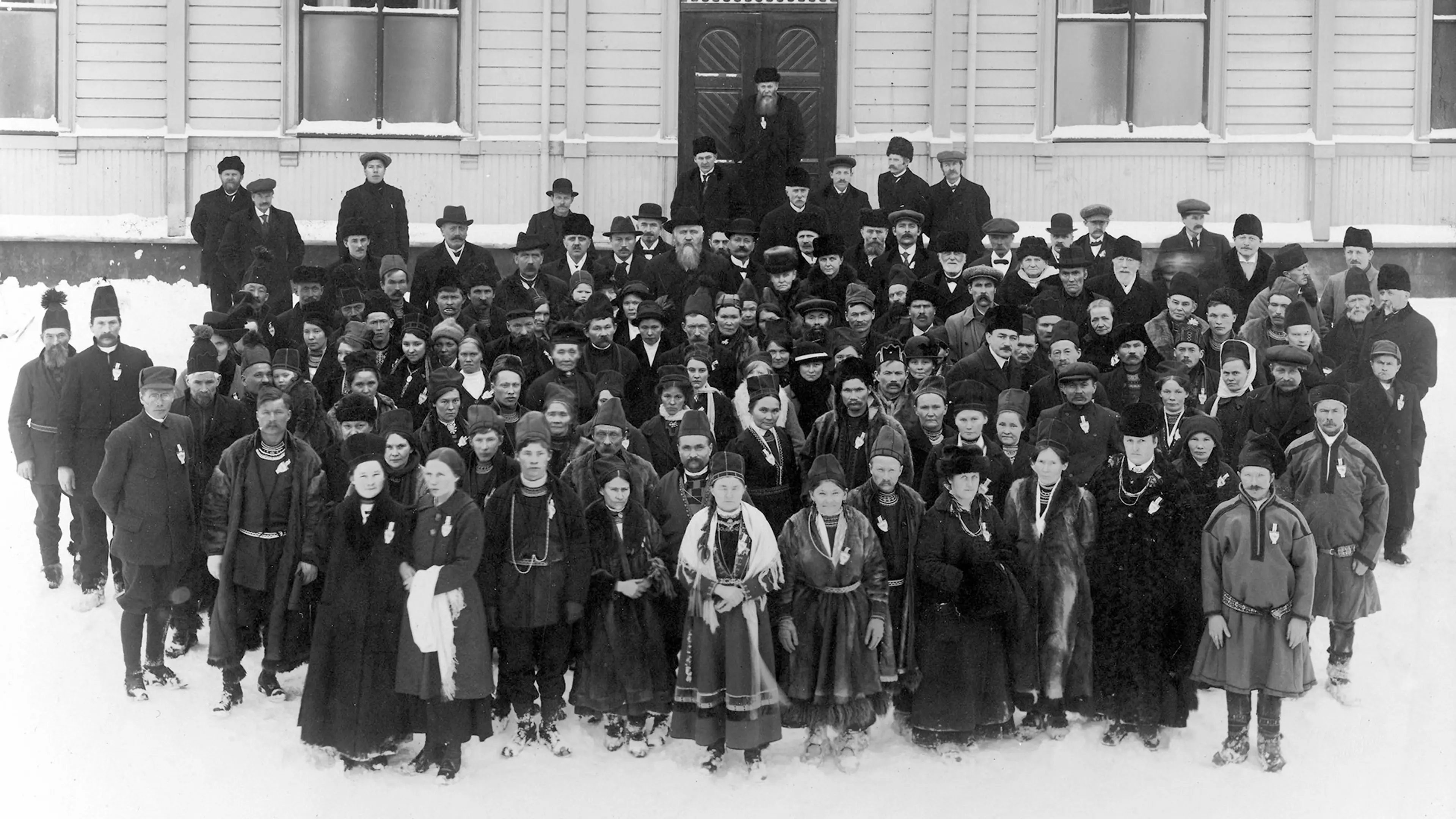 Deltakerne på det første samiske landsmøtet i Trondheim i 1917