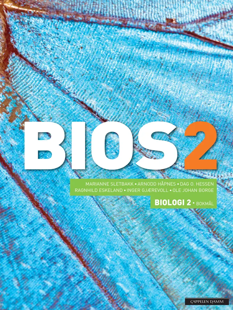 Omslag Bios Biologi 2 Lærebok (2019) av Sletbakk, Håpnes, Hessen, Eskeland, Gjærevoll og Borge (Heftet)