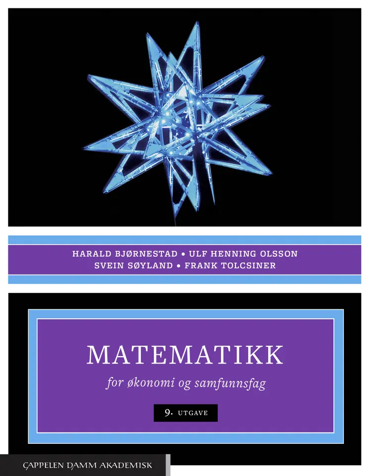 Omslag Matematikk for økonomi og samfunnsfag av Harald Bjørnestad, Ulf Henning Olsson, Svein Søyland og Frank Tolcsiner (Innbundet)