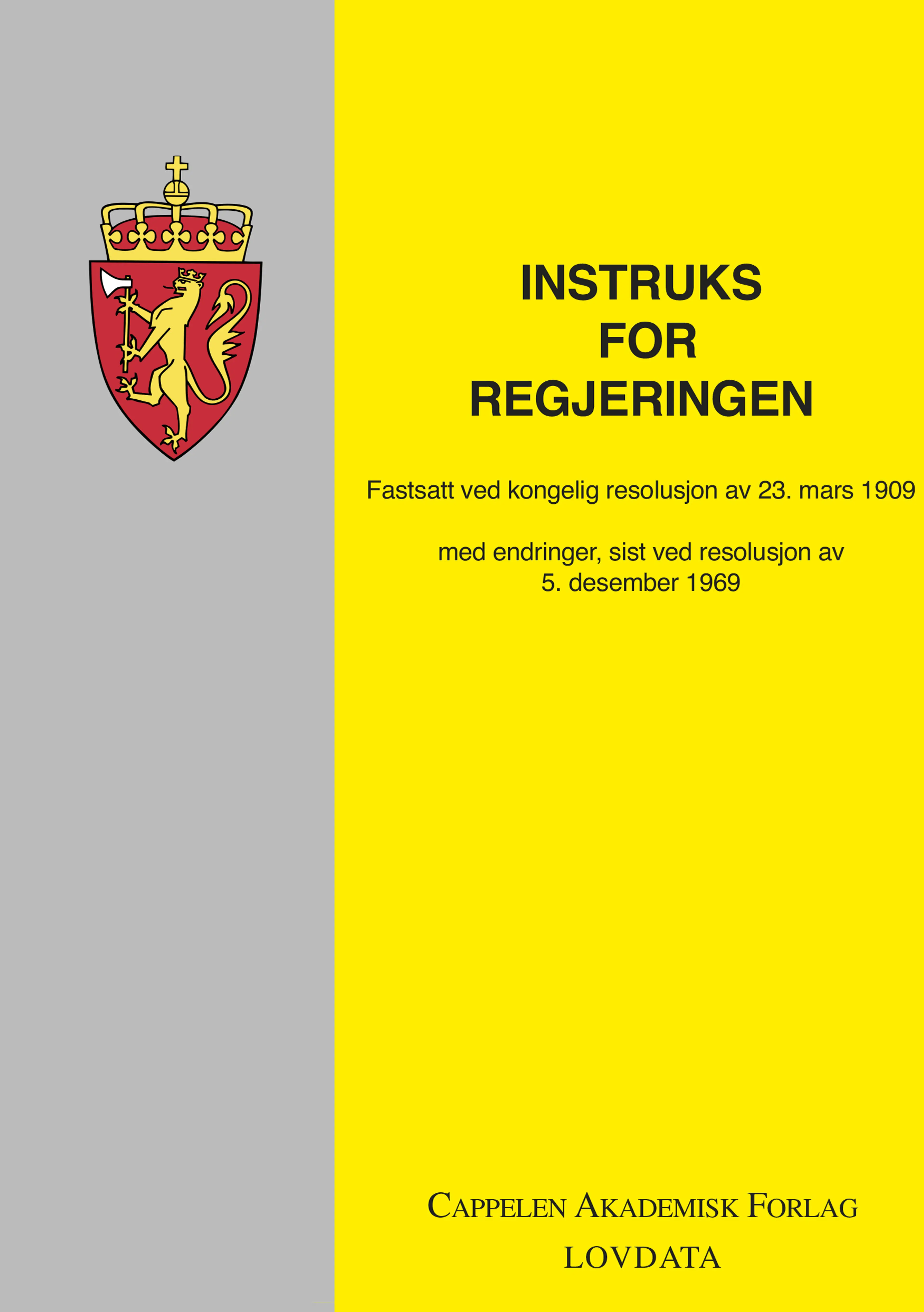 Omslag Regjeringsinstruksen m/forskrift (Heftet)
