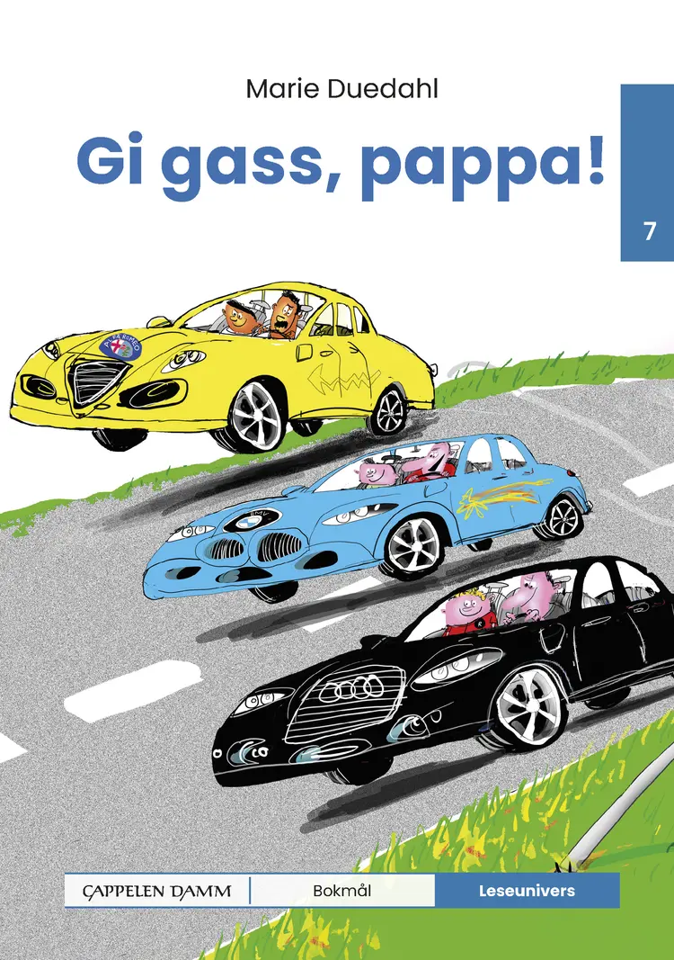 Omslag Leseunivers 7: Gi gass, pappa! av Marie Duedahl (Innbundet)