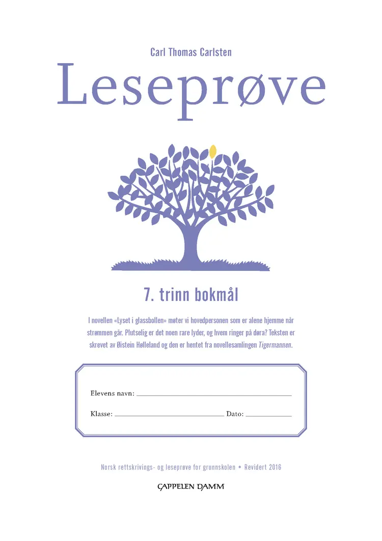 Omslag Leseprøve 7. trinn bokmål av Carl Thomas Carlsten (Heftet)