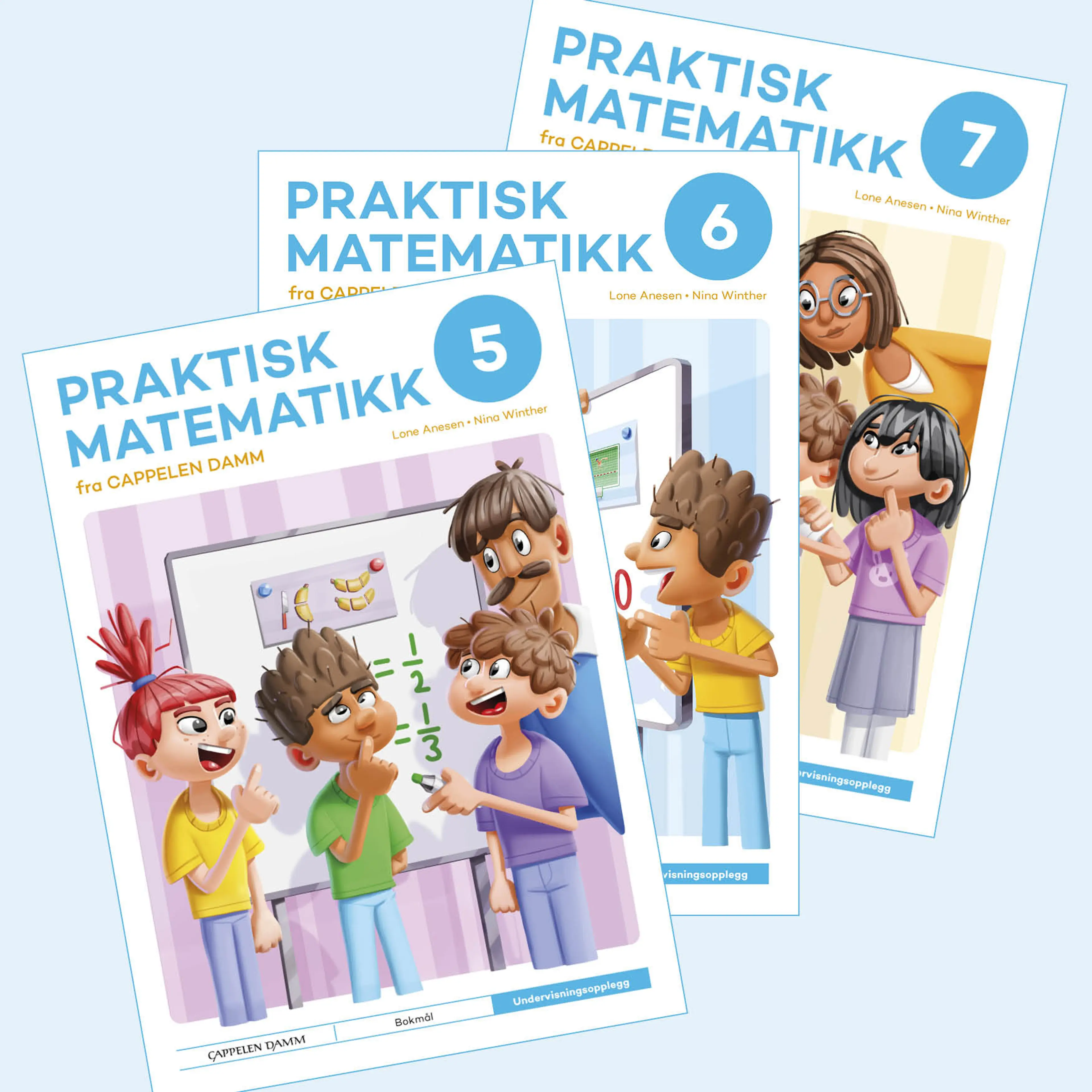 Omslag Praktisk matematikk 5, 6 og 7 fra Cappelen Damm Undervisningsopplegg av Lone Anesen og Nina Winther (Ukjent)