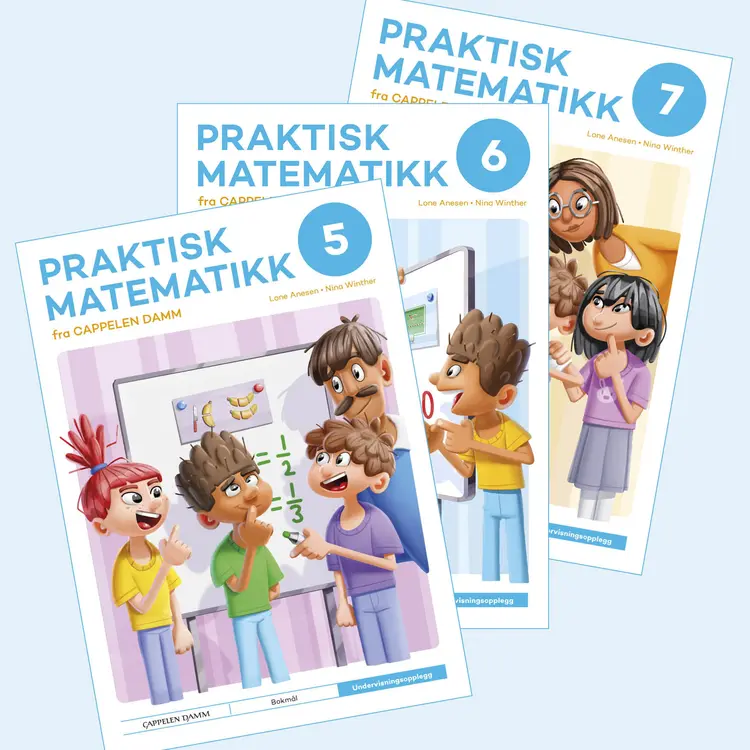 Omslag Praktisk matematikk 5, 6 og 7 fra Cappelen Damm Undervisningsopplegg av Lone Anesen og Nina Winther (Ukjent)