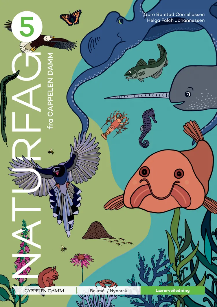 Omslag Naturfag 5 fra Cappelen Damm Lærerveiledning av Guro Barstad Corneliussen og Helga Falch Johannessen (Ukjent)