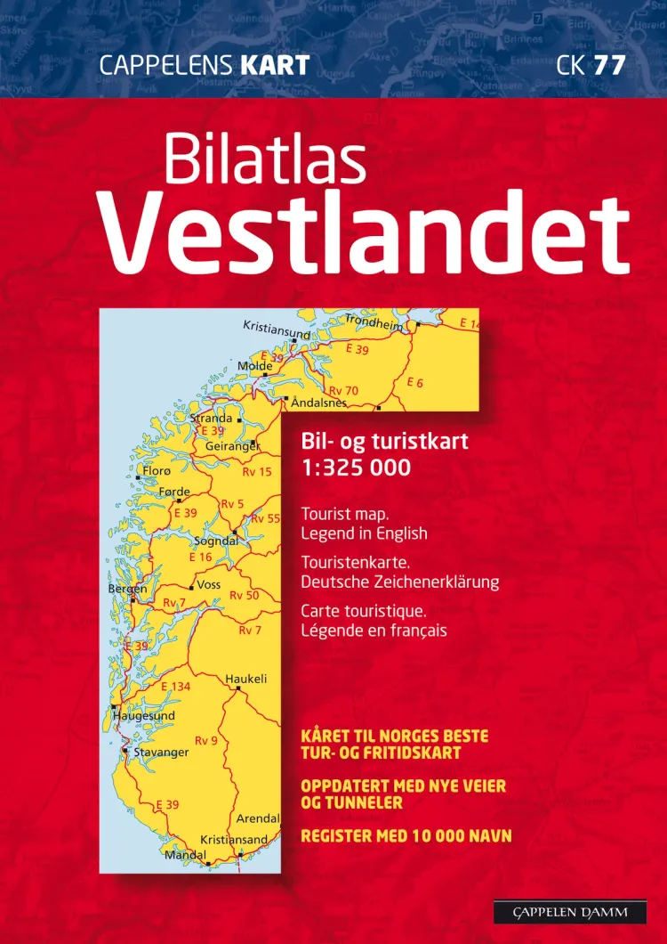 Omslag CK 77 Bilatlas Vestlandet 2012 av Cappelen Damm Kart (Ukjent)