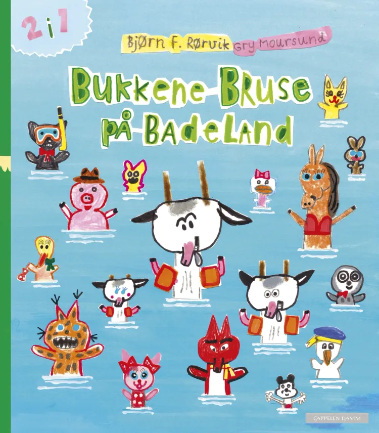 Omslag Bukkene Bruse på badeland + Bukkene Bruse vender tilbake (2-i-1) av Bjørn F. Rørvik (Innbundet)