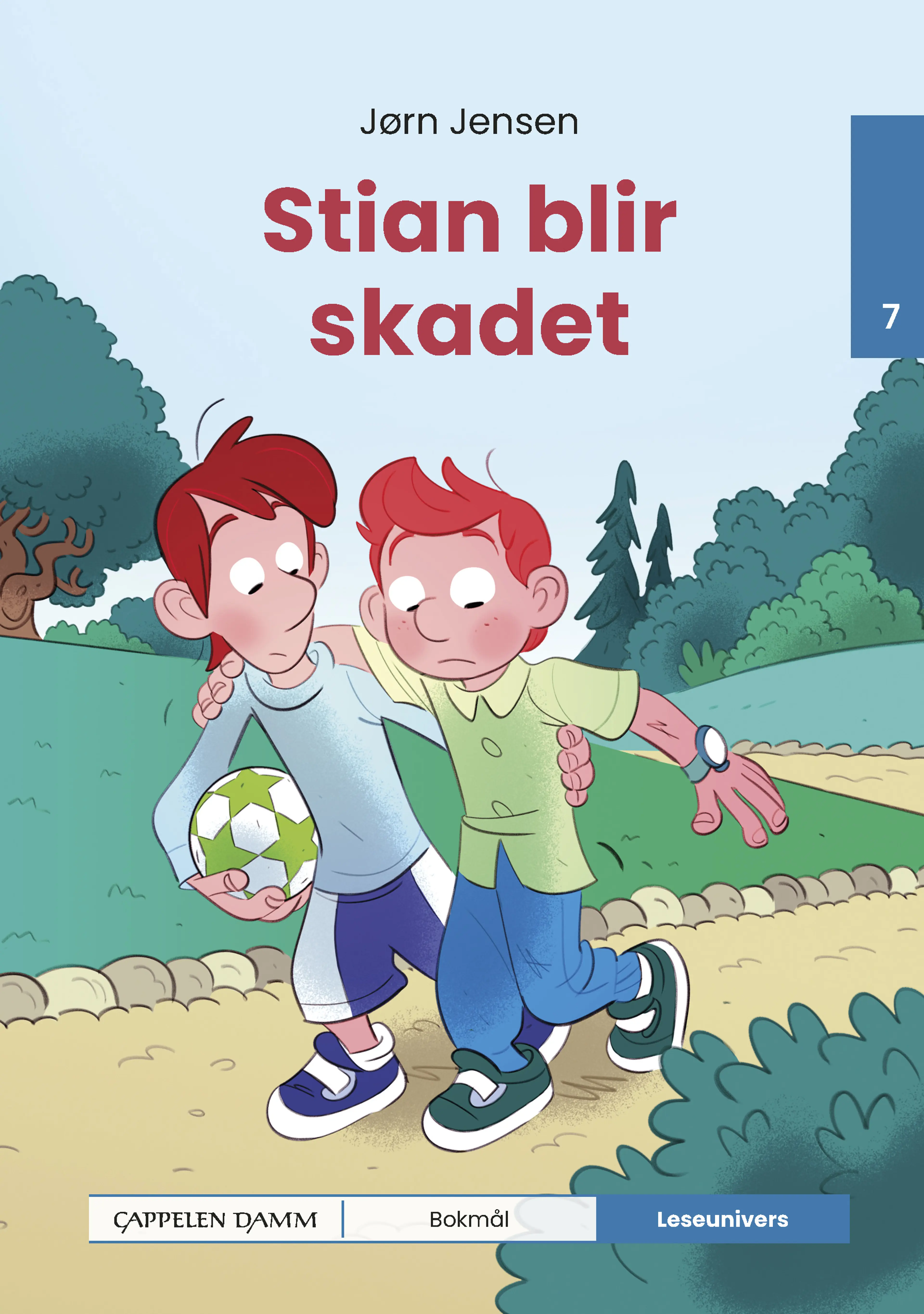 Omslag Leseunivers 7: Stian blir skadet av Jørn Jensen (Innbundet)