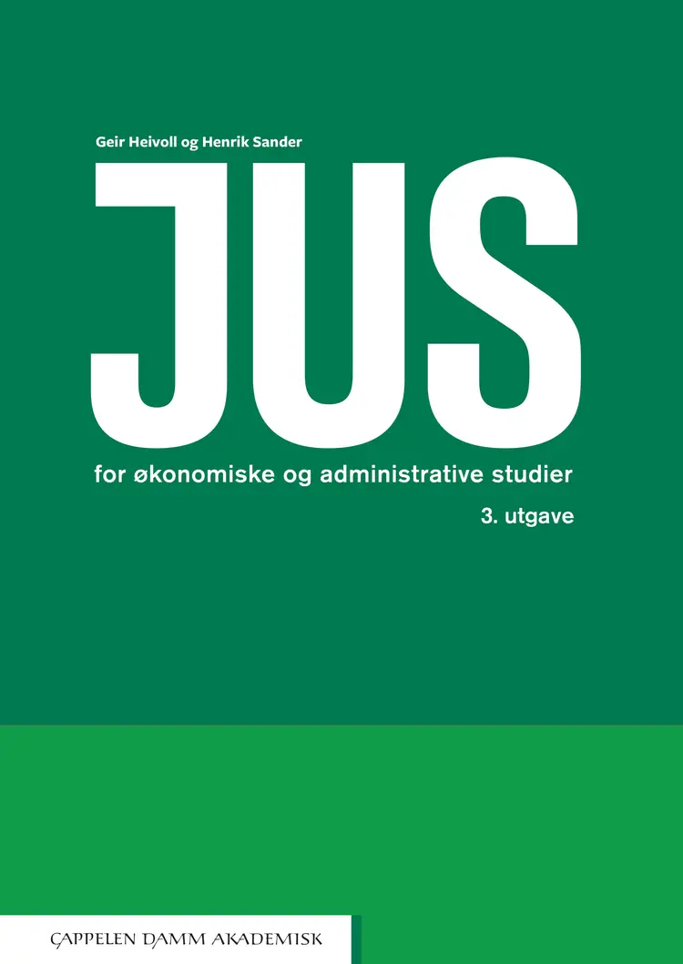 Omslag Jus for økonomiske og administrative studier av Geir Heivoll og Henrik Sander (Heftet)