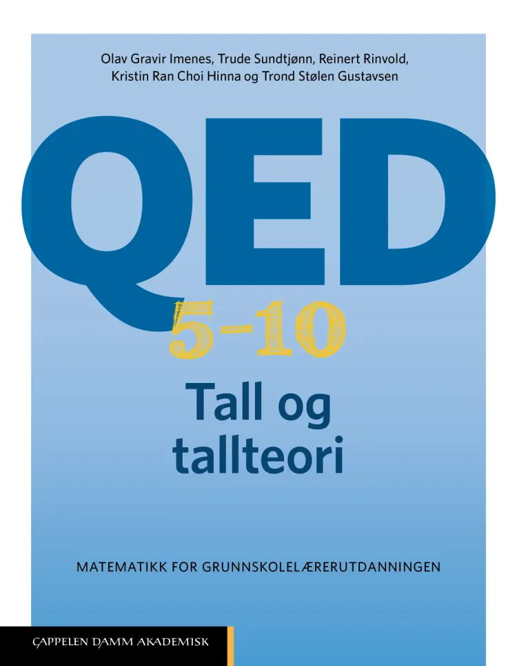 Omslag QED 5–10: Tall og tallteori av Imenes, Sundtjønn, Rinvold, Hinna og Gustavsen (Innbundet)