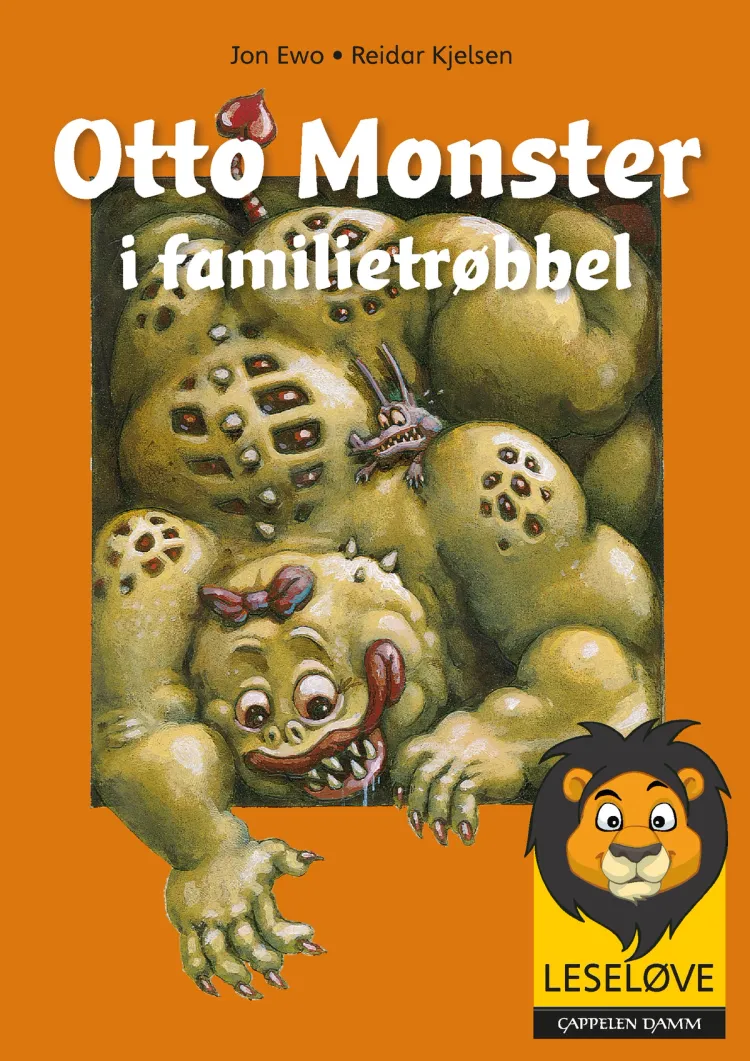 Omslag Leseløve - Otto Monster i familietrøbbel av Jon Ewo og Reidar Kjelsen (Innbundet)