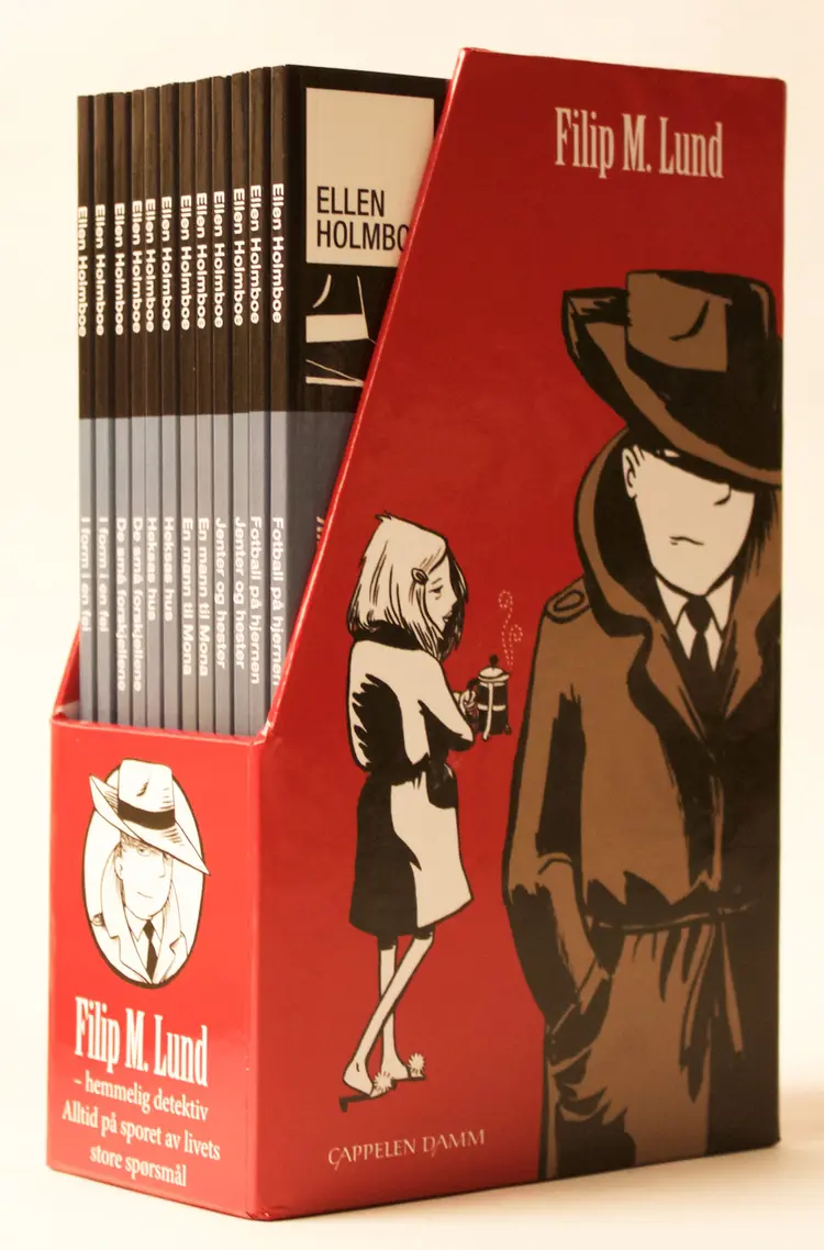 Omslag Filip M. Lund (6 titler, 2 eks. av hver + lærerveiledning) av Ellen  Holmboe (Eske)