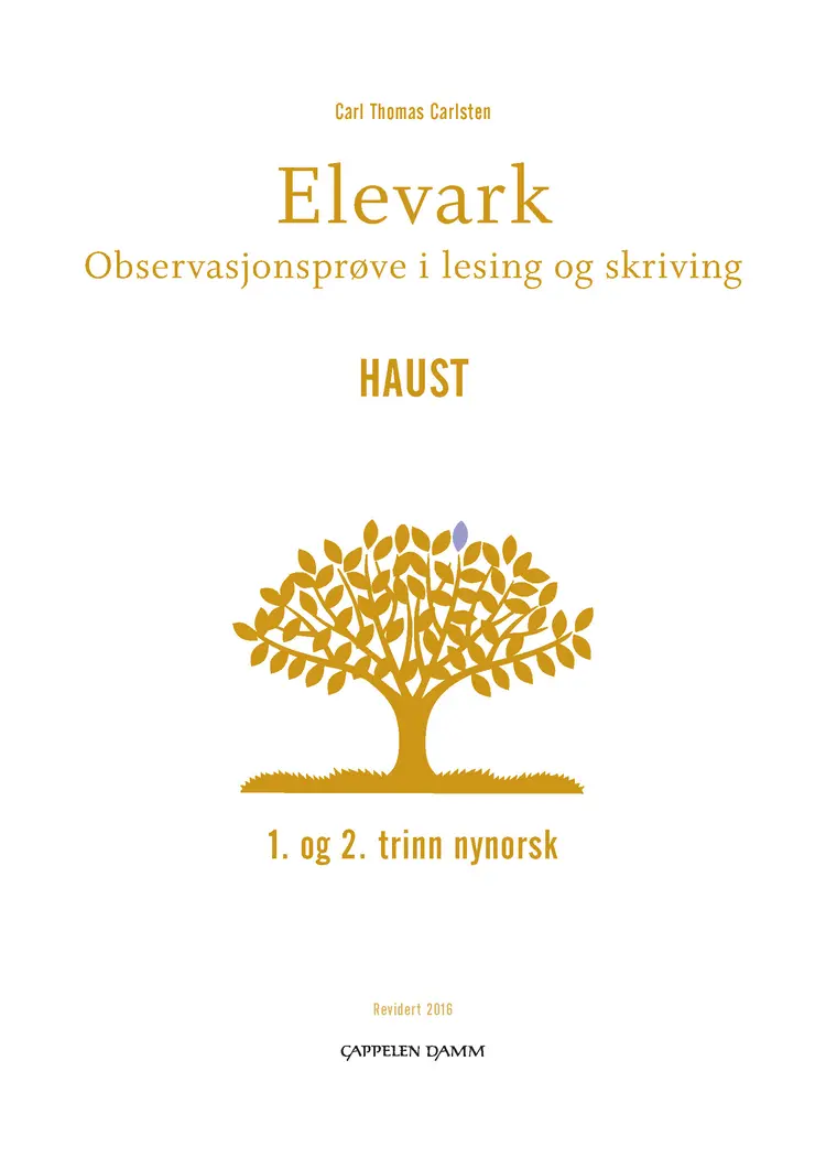 Omslag Elevark (30 stk) for 1. og 2. trinn Haust av Carl Thomas Carlsten (Ukjent)