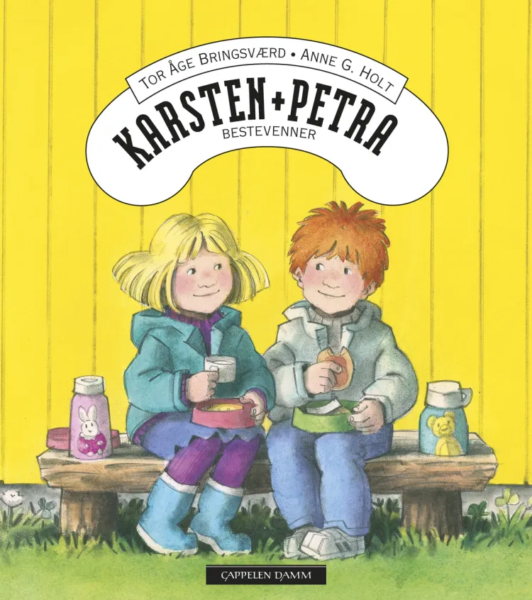 Omslag Karsten og Petra. Bestevenner. 5 bøker samlet av Tor Åge Bringsværd og Anne G. Holt (Innbundet)