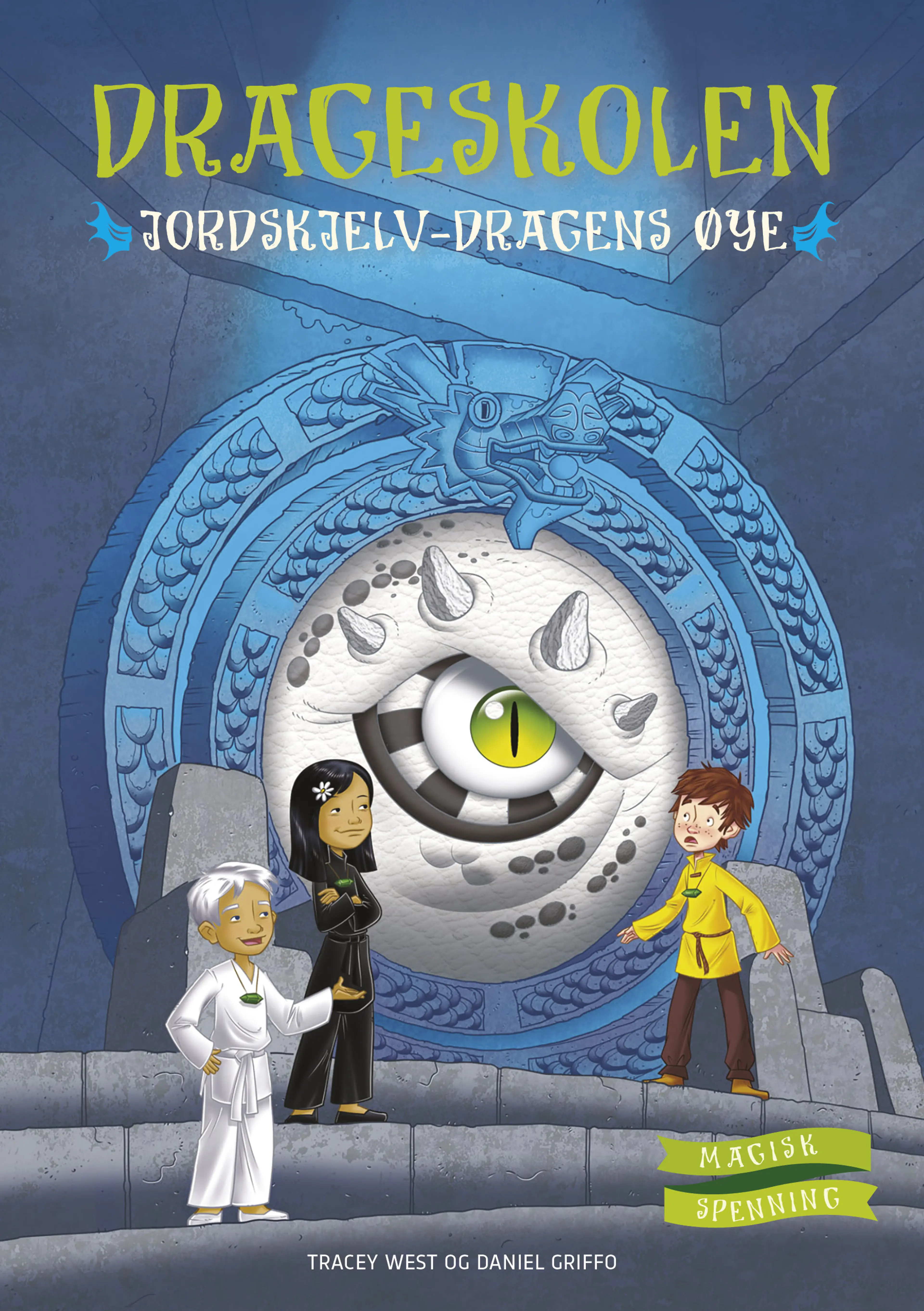 Omslag Drageskolen 13: Jordskjelv-dragens øye av Tracey West (Innbundet)