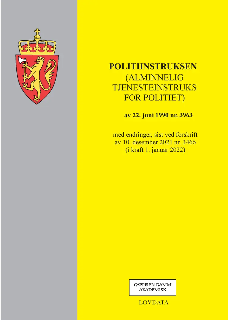 Omslag Politiinstruksen (alminnelig tjenesteinstruks for politiet) (Heftet)