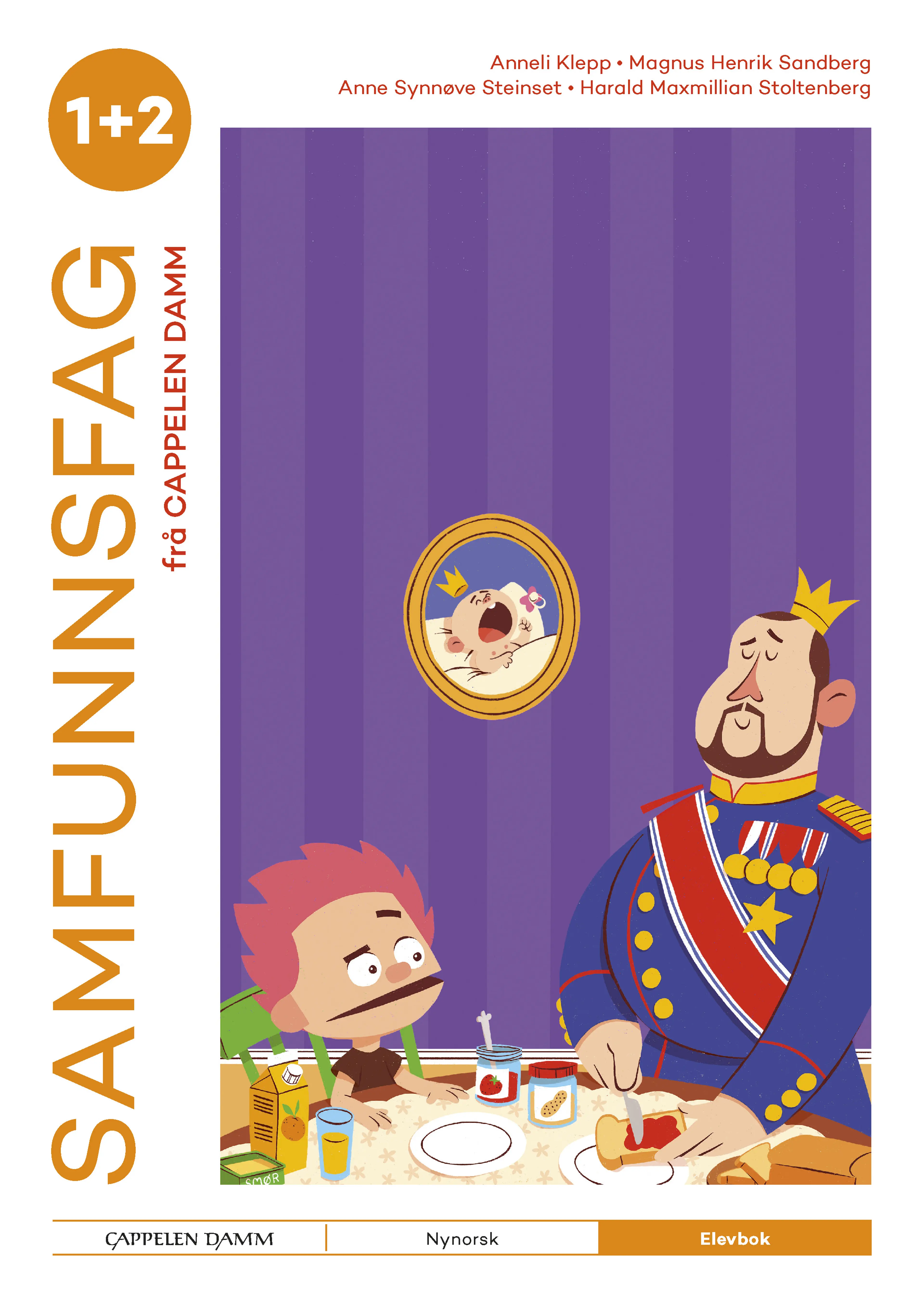 Omslag Samfunnsfag 1+2 frå Cappelen Damm Elevbok av Anneli Klepp, Magnus Henrik Sandberg, Anne Synnøve Steinset og Harald M. Stoltenberg (Heftet)