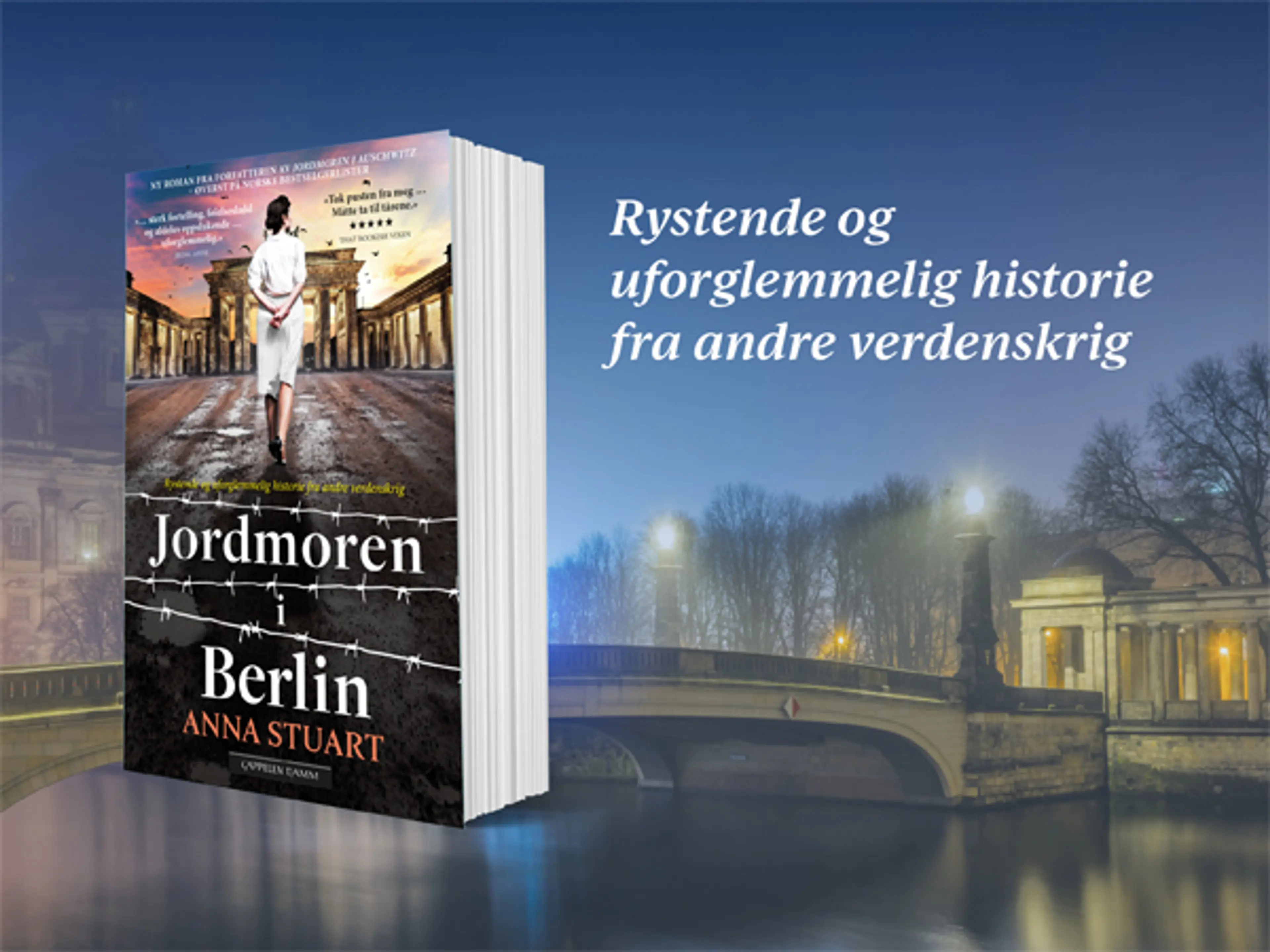 Boken Jordmoren i Berlin med bilde av en elv med en bro over