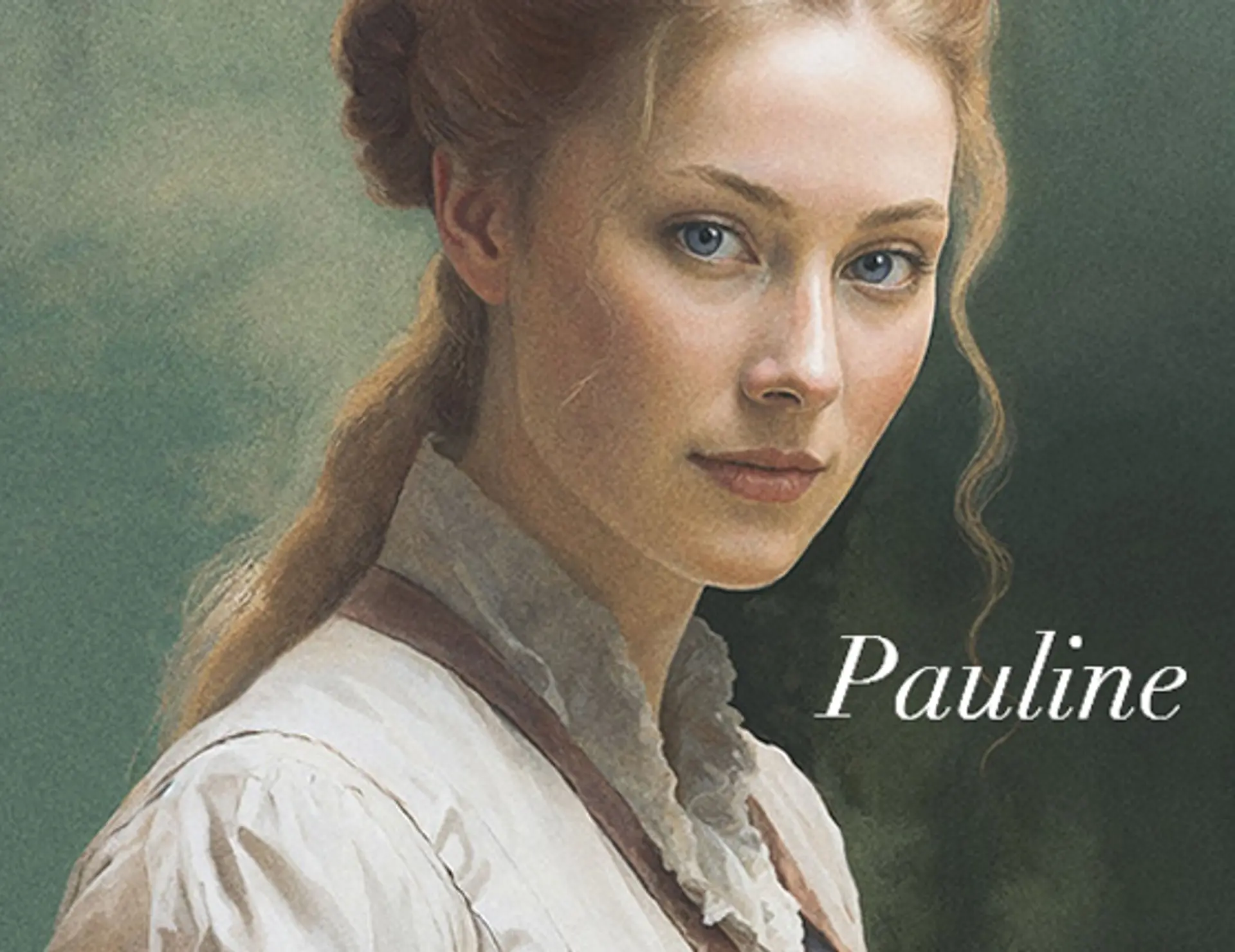 Portrett av Pauline fra serien Rosehagen, ung dame med lyst langt hår. Illustrasjon