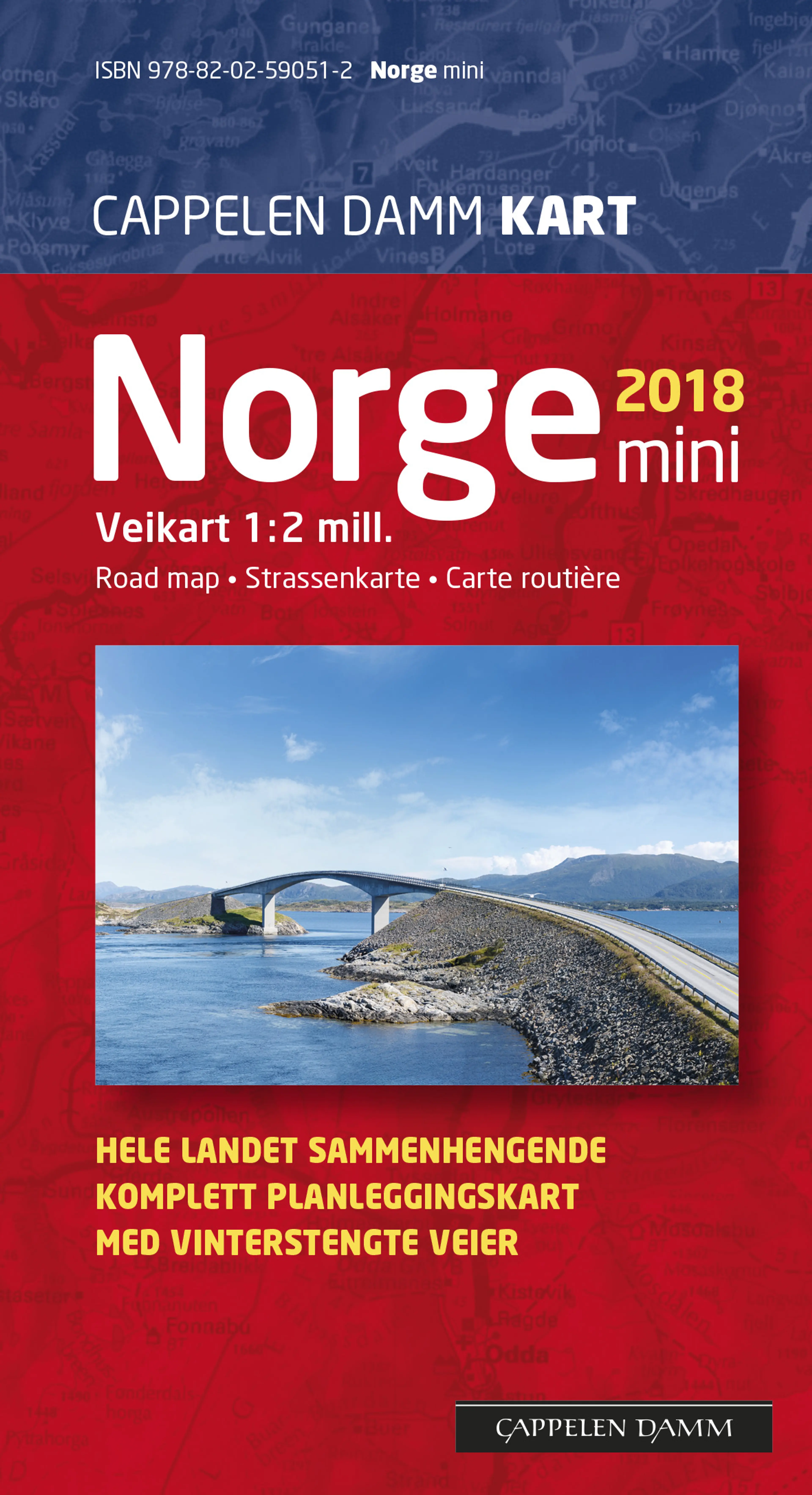 Omslag Norge mini brettet 2018 av Cappelen Damm Kart (Kart)