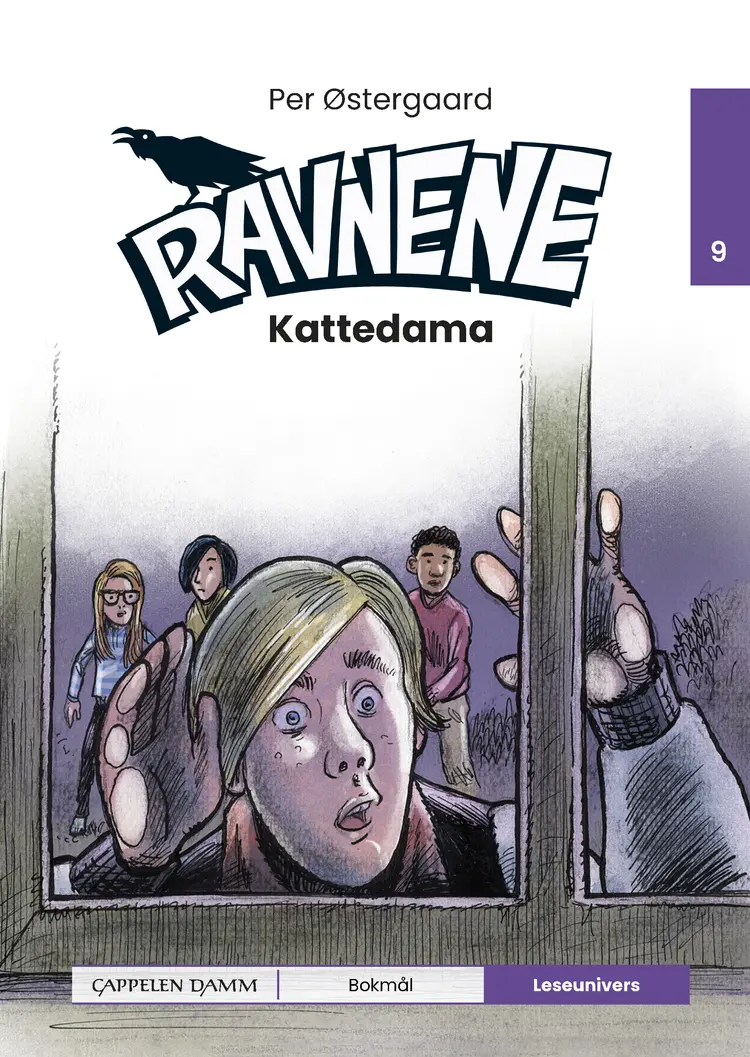 Omslag Leseunivers 9: Ravnene - Kattedama av Per Østergaard (Innbundet)